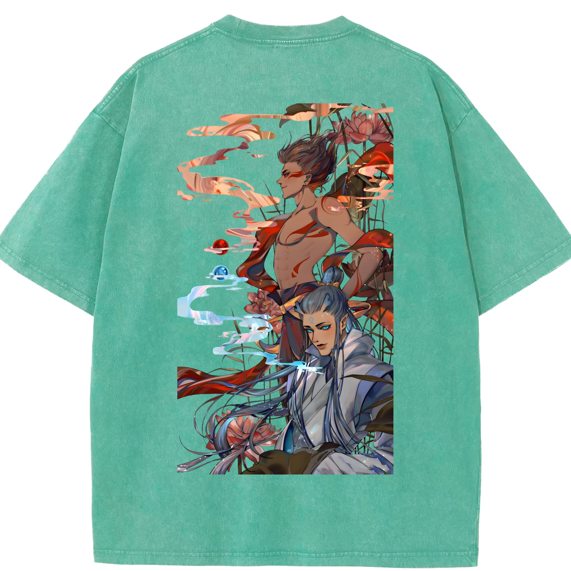 （画像用） Ne Zha 2 ナタ 魔童の大暴れ 綿100% ヴィンテージ風 半袖Tシャツ（背面プリント）